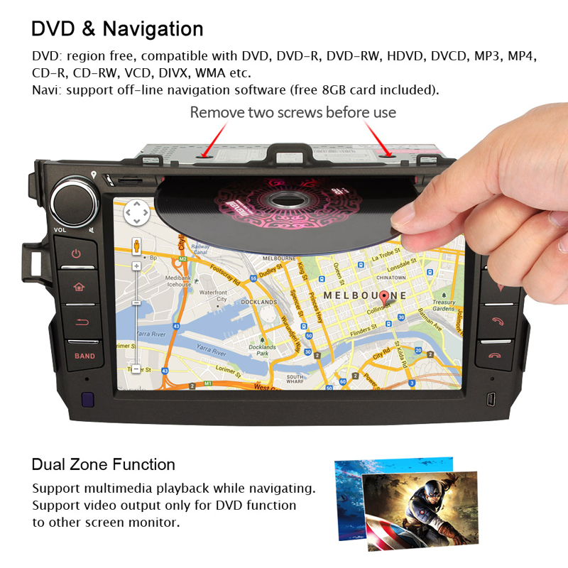 GPS Navi DVD Bluetooth Ipod SD For Toyota Corolla 2007 2010