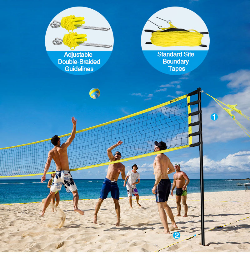 Volleyball Ball and Pump Portable Volleyball Set for Backyards with Easy Setup Pole System Boundary Line Outdoor Volleyball Net Carry Bag