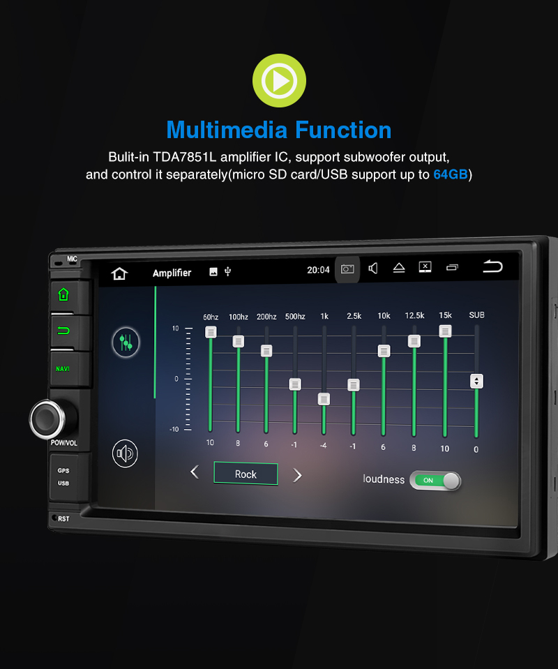 Pumpkin 7"2Din Touchscreen Car Stereo 4GB+64GB FM Wifi
