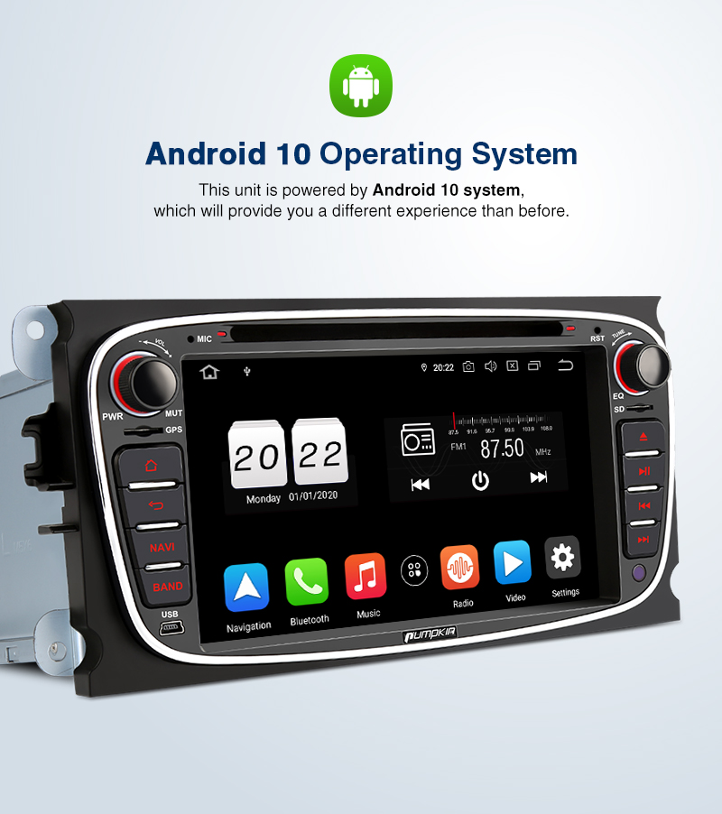 Pumpkin Android 10.0 Autoradio DVD GPS Navi DAB+ Für Ford